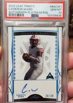 CAM WARD AUTOGRAPHED 2022 LEAF TRINITY PLATINIUM FOIL 30/30 - Image 1 of 4