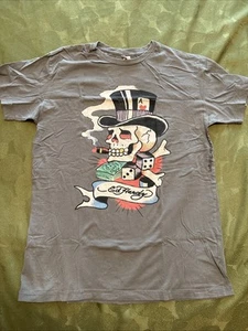 Ed Hardy Grey Designer Shortsleeve- Unisex Large, Baller Skull Theme, Unworn - Picture 1 of 4