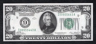 FR. 2050-I 1928 $20 FRN FEDERAL RESERVE NOTE MINNEAPOLIS, MN GEM UNCIRCULATED - Image 1 of 2