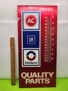 SELTEN ORIGINAL funktionierendes AC Delco GM Metall Werbeschild & Thermometer ROT 19X10 - Bild 1 von 15