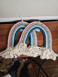 Regenbogen Makramee Wandteppich Wandbehang Wohndeko Boho Mädchenzimmer - Bild 1 von 4