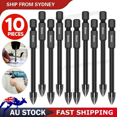 10X 6mm Tile Porcelain Drill Bit Marble Ceramic Glass Brick Shank Hex Spear Head - image 1 of 4