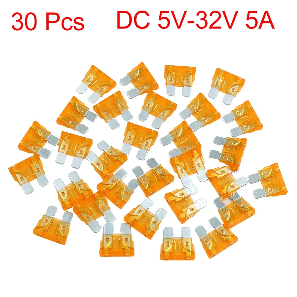 30pcs DC 5V-32V 5A Universal Medium Blade Style Fuse for Car Motorcycle Boat - Image 1 of 2