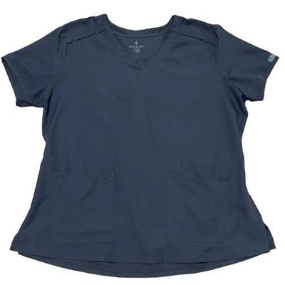 Med Couture女式XL锡质柔软触感磨砂上衣护理V领口袋2411 — 第 1/4 张图片