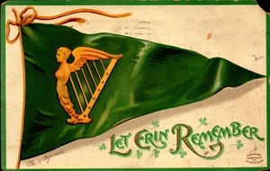 RARE EMBOSSED ELLEN CLAPSADDLE ST. PATRICK'S DAY POSTCARD-LET ERIN REMEMBER BKC2 - Picture 1 of 2
