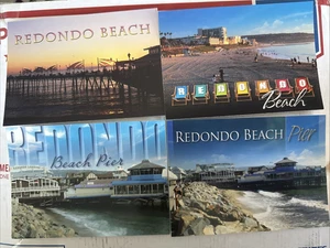 Lotto 4 pezzi cartolina Redondo Beach California USA cartolina postale - Foto 1 di 6