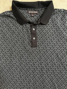 Polo Michael Kors Uomo Nera MK Signature Logo XL Logo All Over - Foto 1 di 5