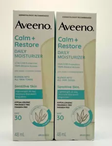 NEW! 2X! Aveeno Calm + Restore Daily Moisturiser SPF 30 1.7 fl.oz Exp 05/2025 - Picture 1 of 4
