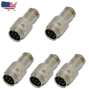 5 PCS 8 Pin Round IN-LINE MALE Microphone Connector HAM Kenwood Icom Yaesu Radio - Picture 1 of 1