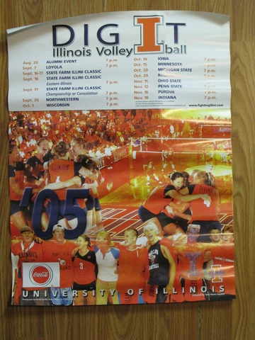 Fighting Illini 2005 Illinois Womens Volleyball Schedule Poster 18" x 26" Cover