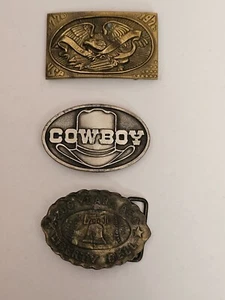Mens Belt Buckles Vintage Lot Of 3 Mixed Metals Collectibles Vintage - Picture 1 of 9