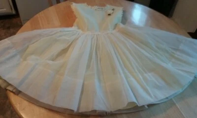 1950s Marcia Dee Sheer Nylon Yellow Party Dress Raised Dots Girl Full Circle  - Image 1 of 4