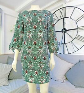 H&M William Morris & Co Floral Print Tunic Top Dress 10 Green Snakeshead Thistle