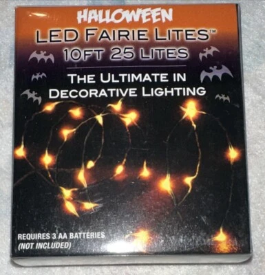 HALLOWEEN LITES 10 FT 25 LED Luz Funciona con Pilas NARANJA HW1694 Foto 1 de 4