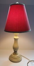 Turned Wood, Cream, Pink Shabby Chic Table Lamp w/ Lampshade. 21.5" Tall. RETRO.