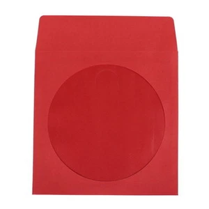 400 count RED CD DVD R Paper Sleeves 100g with Clear Window and Flap - Picture 1 of 1