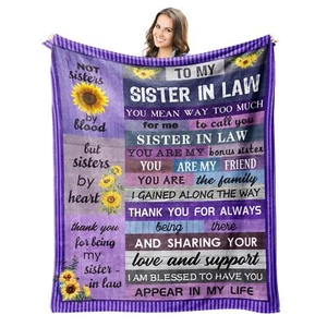 Sister in Law Blanket 60"x50" Cozy Throw for Birthday or Wedding Gift - Picture 1 of 9
