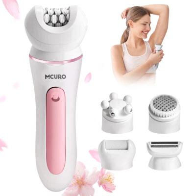 MCURO All-in-One Epilierer kabelloses Nass- und Trockengerät mit 5 Zubehörteilen