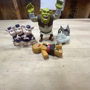 Vintage Dreamworks 3 Figures- Shrek 3 Little Pigs Gingey, & Donkey Watch- As IS - Picture 1 of 10