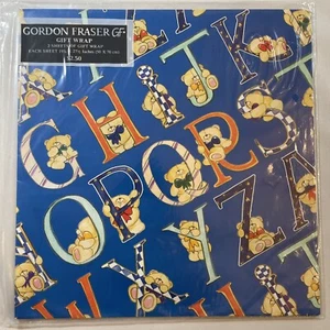 Vintage Gordon Fraser Forever Friends Bear 2 Sheets Alphabet Gift Wrap NIP - Picture 1 of 3