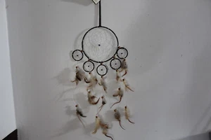 DREAMCATCHER INDIAN WITH 6 RINGS BROWN COLOR NATIVE AMERICAN - Picture 1 of 2