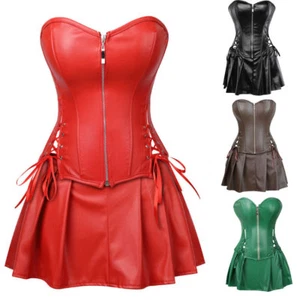 Burlesque Corsé Falda Tanga Vasco Cincher Lencería Bustier Imitación Cuero 4-24 - Imagen 1 de 40