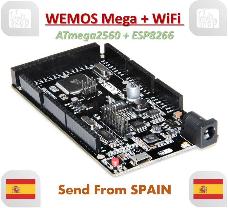 WeMOS Mega + WiFi R3 ATmega2560 + ESP8266 USB-TTL for Arduino Mega NodeMCU - Imagen 1 de 4
