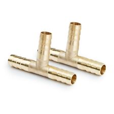 U.S. Solid Brass Fitting 3/8" Hose Barb Tee 3 Way T-Connector 10mm OD, 2pcs