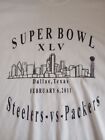 Super Bowl 45 Dallas Adult Extra Large White Tshirt Packers Steelers Green Bay