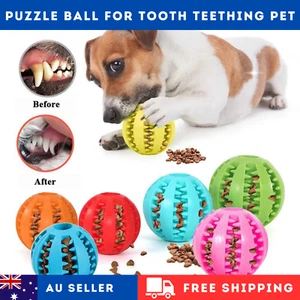 Pet Toy Dog Chew Ball Food T-reat Interactive for Dental Clean Tooth Teething - Picture 1 of 13
