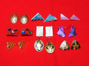 Earring Dangle Button Blue Red Green Purple 9 Pair **LOT SALE 642** - Picture 1 of 12