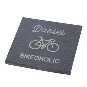 Personalised Cycling Lover Slate Coaster 10cm Square Craft Design Name - Picture 1 of 5