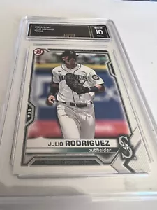 JULIO RODRIGUEZ MARINERS 2021 BOWMAN # BD145 GMA GRADED 10 L@@@K - Picture 1 of 2