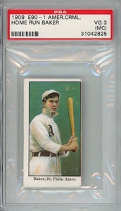 1909 E90-1 AMERICAN CARMEL HOME RUN BAKER PSA 3
