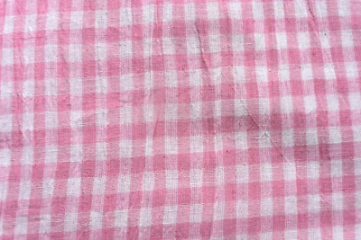 WHITE & PINK  CHECKS  1/4" WIDE  SHEER COTTON  FABRIC  4 YARDS 29 INCHES - Image 1 of 2