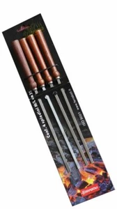 Stainless Steel Skewers 35cm long Wood Handle 4 pack - Picture 1 of 1