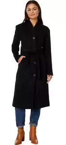 Avec Les Filles V8717 Womens Black Wool Blend Overlap Collar Coat Size S - Picture 1 of 6