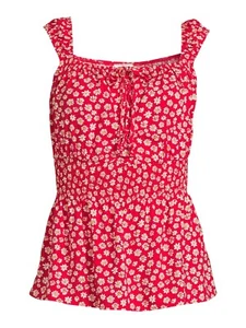 No Boundaries Juniors' Square Neck Tank Top Brilliant Red Medium (7-9) - Picture 1 of 5