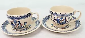 2 Johnson Brothers Staffordshire Hearts & Flowers Cups & Saucers Old Granite - Picture 1 of 11
