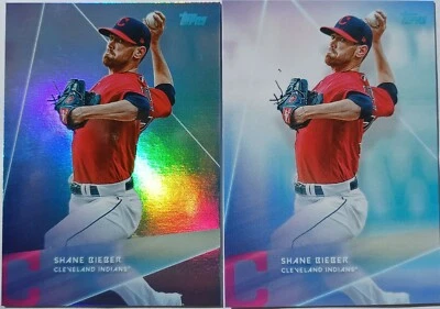 Shane Bieber INDIANS 2020 TOPPS X STEVE AOKI RAINBOW FOILBOARD + BASE 4 WAVE 1 - Image 1 of 4