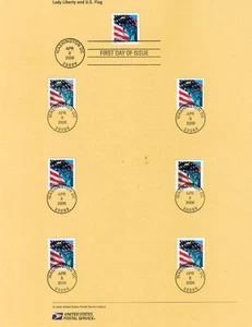 #0622 39c Liberty, Flag #3979 7 Verisions Souvenir Page - Picture 1 of 1