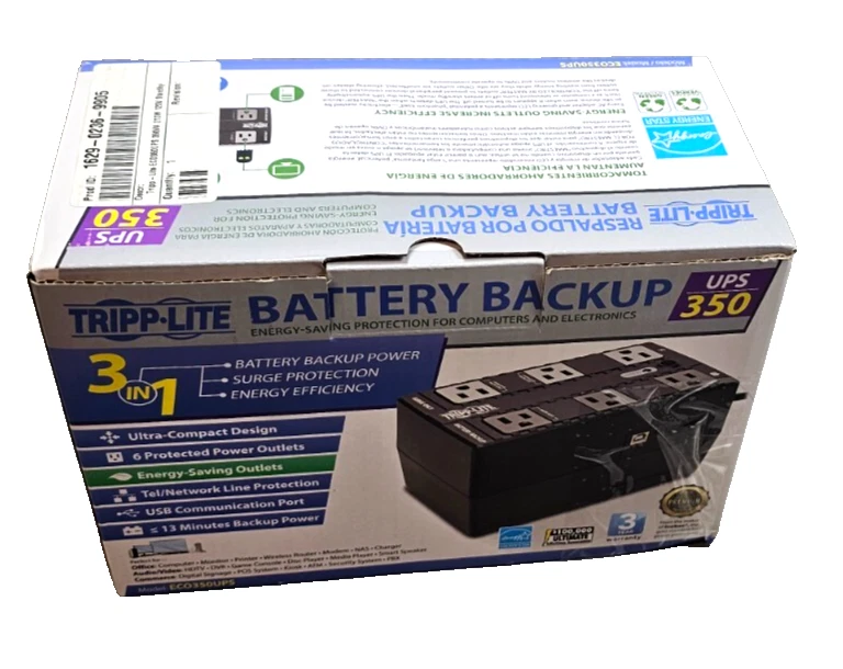 Tripp Lite ECO350UPS 120V 210W 350VA 180W Energy-Saving Standby UPS 6 Outlet - Image 1 of 4