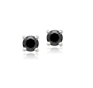 Saldi! Orecchini a perno tondo argento sterling stile taglio brillante zirconi neri 6mm-8mm - Foto 1 di 2
