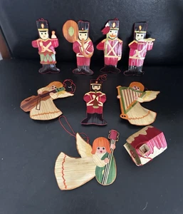 Set 9 decorazioni natalizie dipinte a mano in bambù - Foto 1 di 5