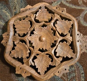 Remache de madera tallado a mano artístico de colección hecho en la India 6" estilo boho - Imagen 1 de 2