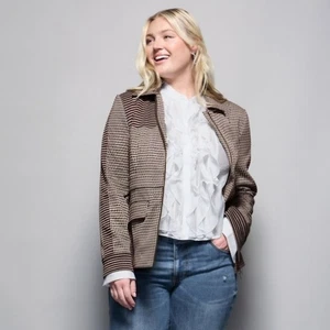 Neu mit Etikett Cabi | The Baron Jacke Hahnentritt braun schwarz Dark Academia, Damen Large - Bild 1 von 11