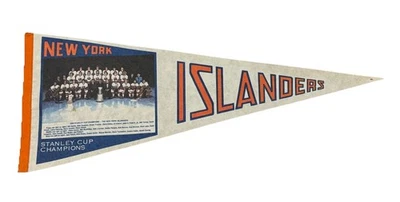 Vintage NHL New York Islanders 1980 Stanley Cup Champions Felt Pennant 12”x30” - Image 1 of 4