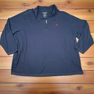 Tommy Bahama Island Zone 1/4-Reißverschluss Supima Baumwolle Pullover grau blau Herren Größe 4XB - Bild 1 von 7
