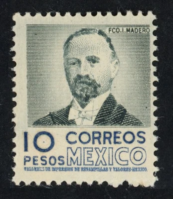 Mexico Stamp 1950 10 Pesos Francisco I Madero Mint OG, Hinged - Image 1 of 2