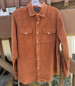 Banana Republic Men Chestnut Corduroy Pearl Snap Western Yoke Shirt|Sz:L 16-16.5 - Picture 1 of 23